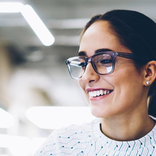 woman sitting at desk