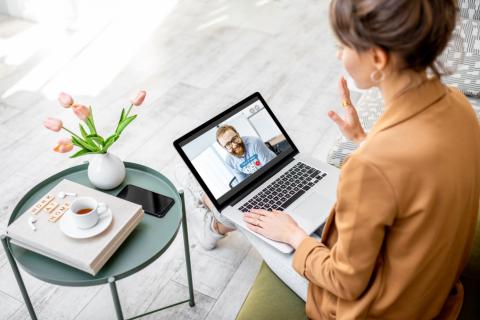 woman doing an online interview